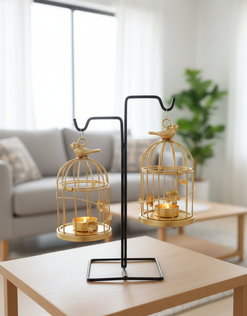 Golden BirdCage Glow Stand