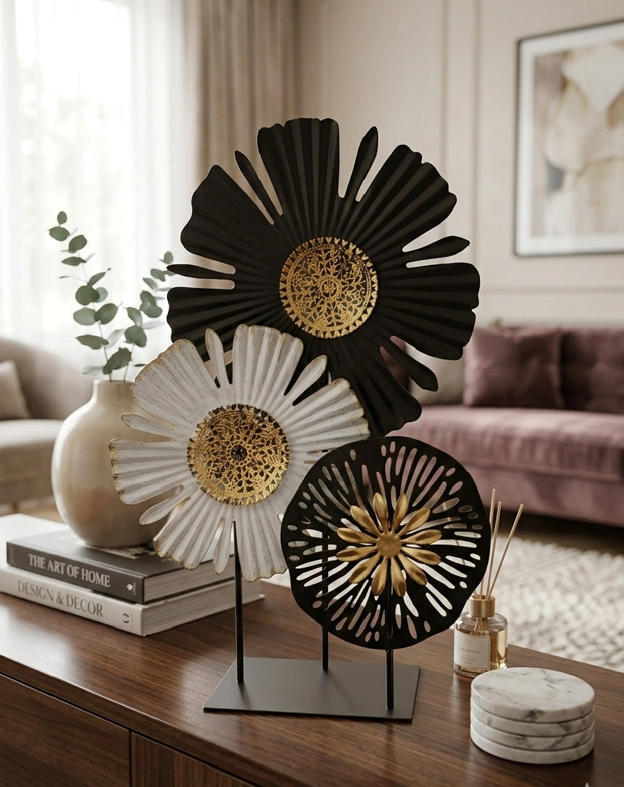 Metal Floral Art Trio