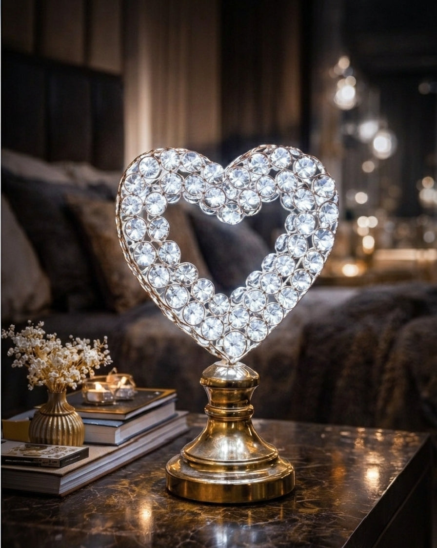 Golden Heart Crystal Lamp 3 in 1 Light