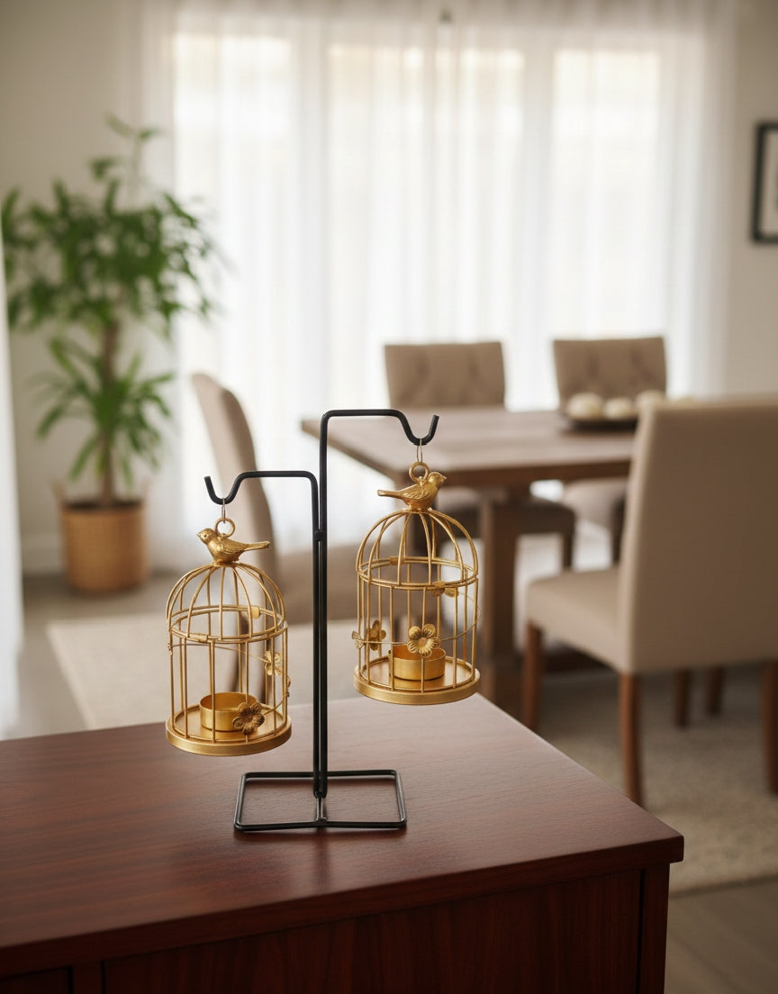 Golden BirdCage Glow Stand