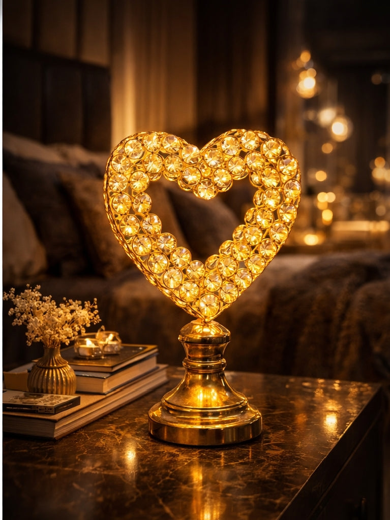 Golden Heart Crystal Lamp 3 in 1 Light