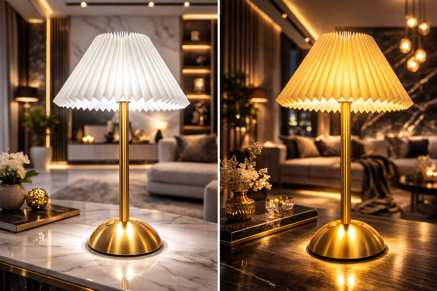 Luxe White Shade 3-in-1 Light Lamp
